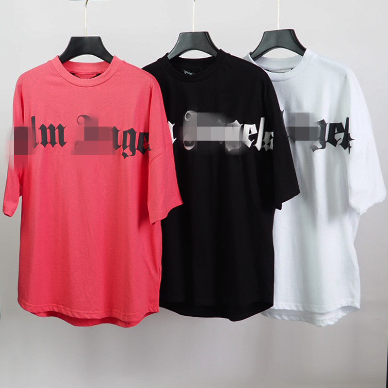Palm Angels T Shirts Angel Foam Letter Short Sleeve T-shirt Men's Loose Half Sleeve