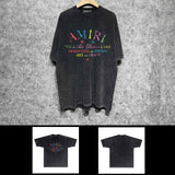 Amiri washed t-shirt watercolor cartoon letter printing short sleeve