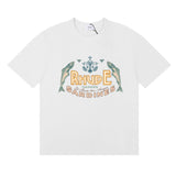 Rhude T Shirts Sardines Badge Printing Cotton Casual Short Sleeve Men and Women