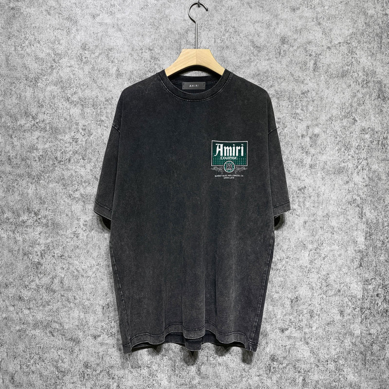 Amiri washed t-shirt flower diamond nameplate short sleeve