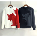 Dsq2 Hoodie DSQ Lian D2 Half Piece Large Leaf Printed Sweater Trendy Men's Autumn and Winter