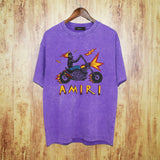Amiri washed t-shirt motorcycle skull printing short sleeves