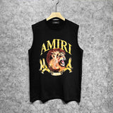 Amiri tank top gold lion print