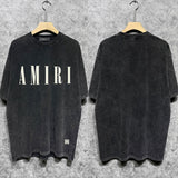 Amiri washed t-shirt letter small spider printing short sleeves