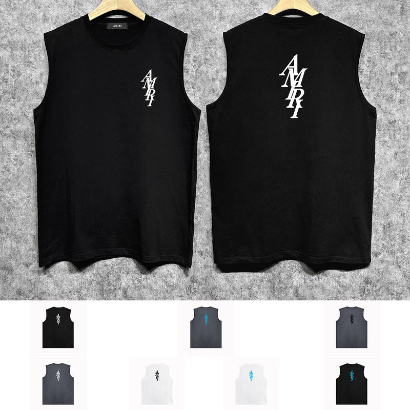 Amiri tank top with vertical overlapping letterprinting