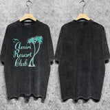 Amiri washed t-shirt coconut bird printing short sleeve