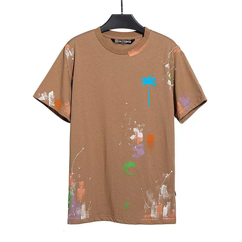 Palm Angels T Shirts Angel Color Printed Short Sleeve T-shirt Male Half Sleeve