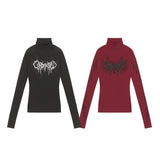 Unisex long-sleeved shirt high collar dark gridsprinting