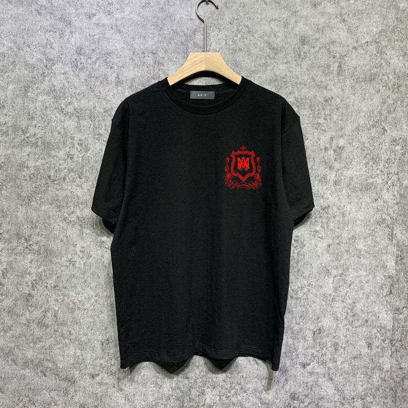 Amiri t shirts flower shield printing short sleeve