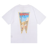 Rhude T Shirts Oil Painting Clock Coconut Tree Print Short Sleeves
