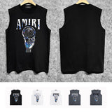 Amiri tank top colorful hand rest planet print