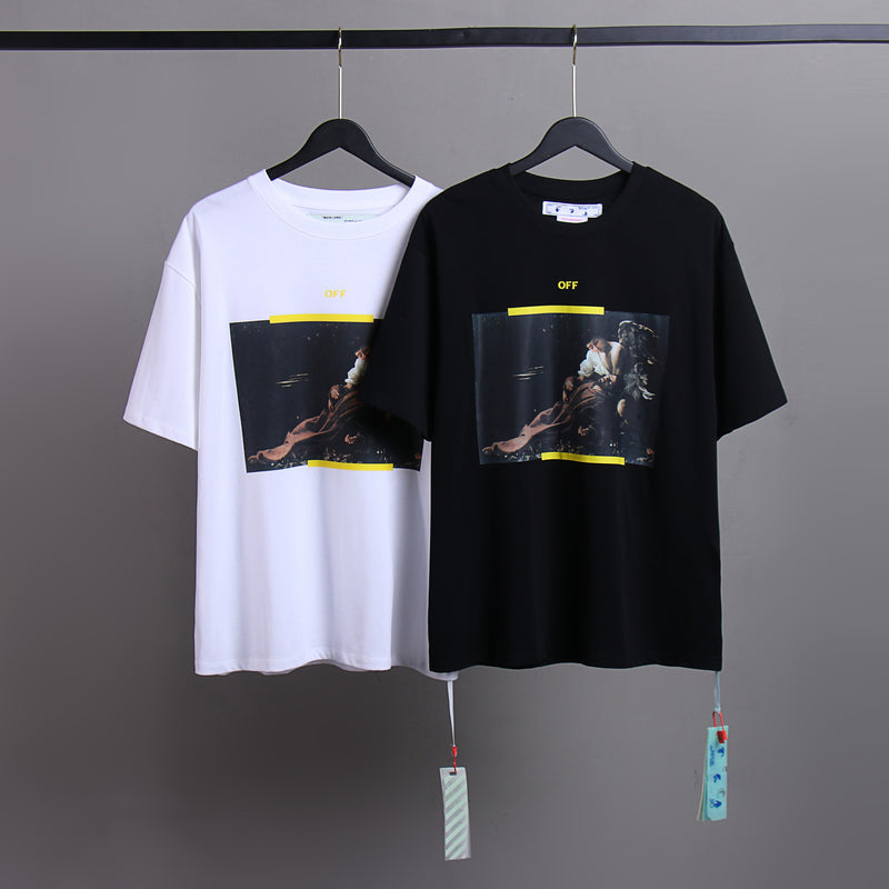 Off White T Shirts Religious Angel Oil Painting Short Sleeves