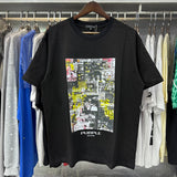 Purple Brand T Shirts Newspaper Printed Cotton Casual Short Sleeves Men and Women