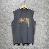Amiri tank top splashed paint skeleton printing
