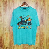 Amiri washed t-shirt motorcycle skull printing short sleeves