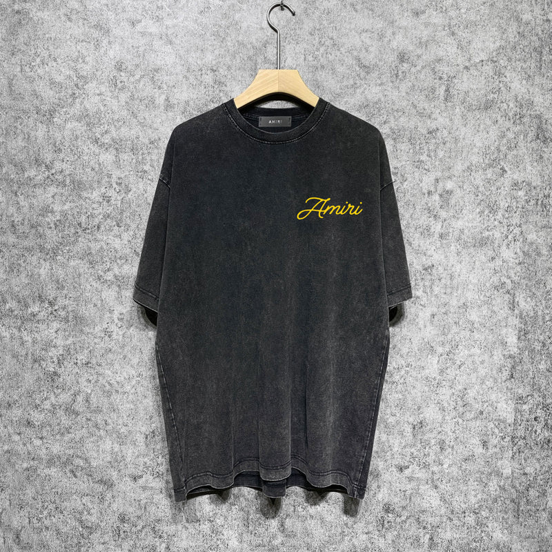 Amiri washed t-shirt yellow pegasus short sleeve
