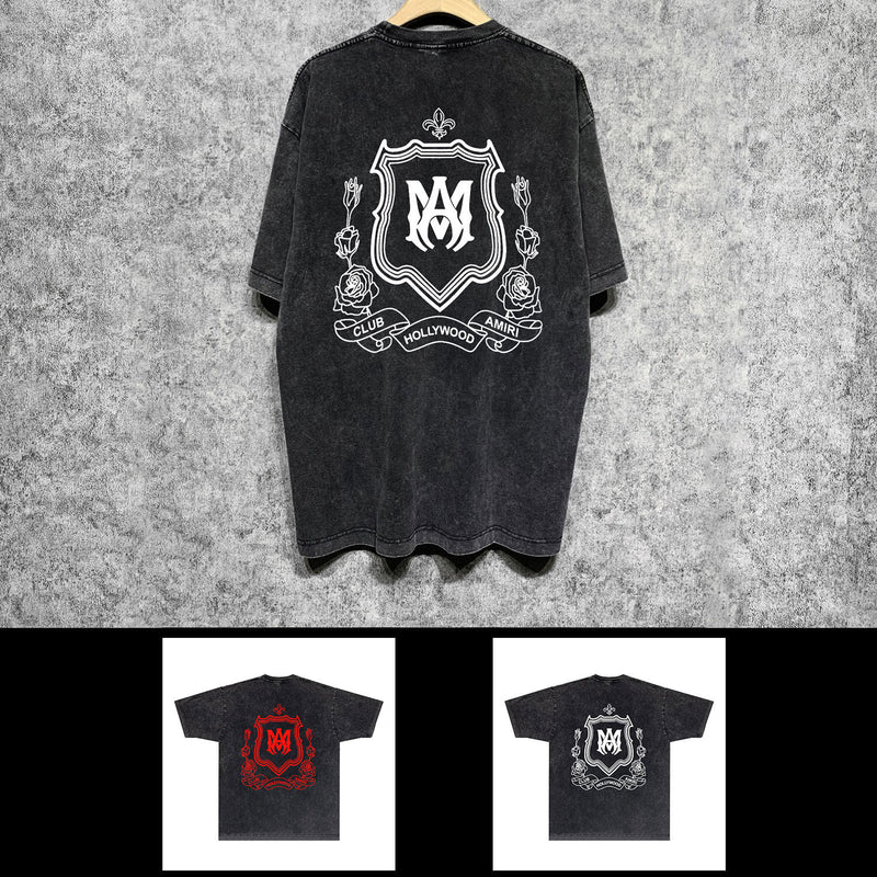 Amiri washed t-shirt flower shield short sleeve