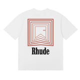 Rhude T Shirts Chevron Red Printed Cotton Casual Short Sleeve Men and Women