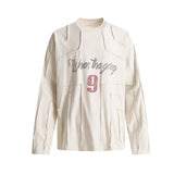 Unisex long-sleeved shirt patchwork raw edges