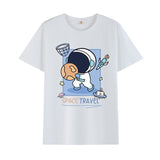 Basketball Sports T Shirt Summer Astronaut Short Sleeve T-Shirt Men And Women Loose