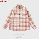 MIJKO Mens Jacket Loose Plaid Jacket Unisex