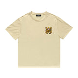 Amiri T Shirt Tiger Pattern Letter Print Casual round Neck Short Sleeve T-shirt