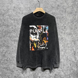 Purple Brand Distressed Long Sleeve Shirt Fashion Distressed Loose Long-sleeved Top