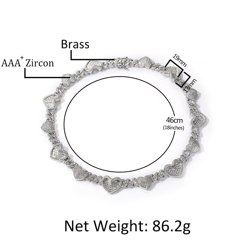 Chains Wind Love Cuban Chain Fashion Zircon Clavicle Chain St. Valentine's Spectrum