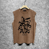 Purple Brand Distressed Tank T Shirts Distressed Sleeveless T-shirt Vest