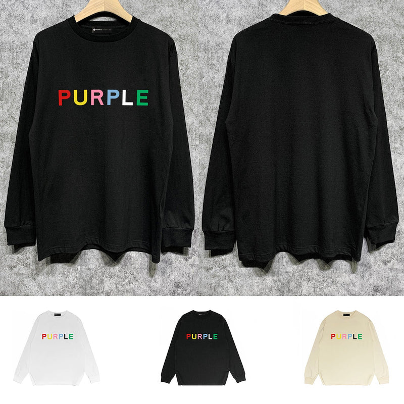 Purple Brand Long Sleeve T-Shirt Fashion Loose Long Sleeve Top