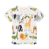 Boy T Shirt Children's Summer Clothing Boys Fashion Short Sleeve T-shirt Knitted Cotton Cartoon Print