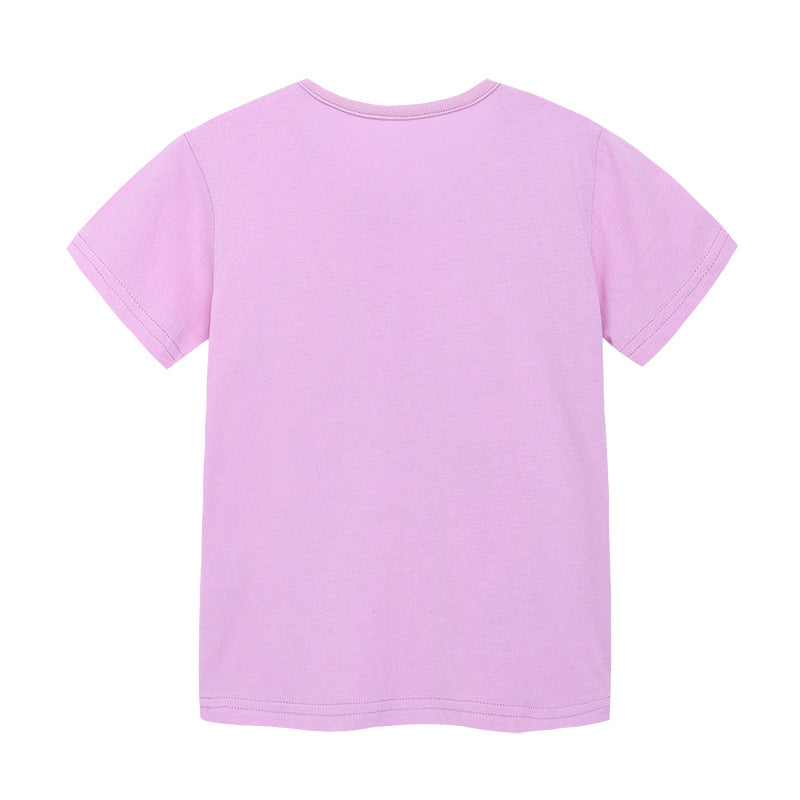 Boy T Shirt Girls' T-shirt Cute Children's Short-Sleeved T-shirt Knitted Cotton round Neck Children's Jacket