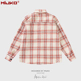 MIJKO Mens Jacket Loose Plaid Jacket Unisex