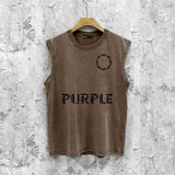 Purple Brand Distressed Tank T Shirts Distressed Sleeveless T-shirt Vest