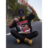 Basket Ball Star T Shirt Jimmy Butler Printed Washed Distressed T-shirt Cotton Short Sleeve round Neck