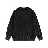 Purple Brand Distressed Sweatshirt Fashion Washed Black Long Sleeves Top