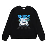 Rhude Hoodie F1 Formula Racing Miami Station Limited Printing Men and Women Casual round Neck Sweater