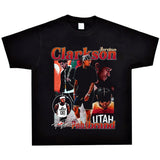 Basket Ball Star T Shirt Basketball Clarkson Washed Distressed Printed American T-shirt Retro Short Sleeve