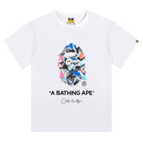 Aape T-Shirts Short Sleeve Men's and Women's Camouflage round Neck Letter Print T-shirt