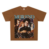 Film Star T Shirt Edward Short Sleeve Loose Retro American Street T-shirt Men and Women