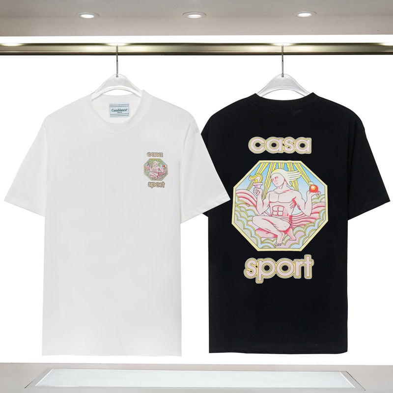 Casablanca T Shirts Painted Rabbit Print Cotton Tee