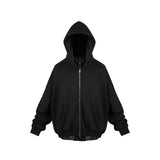 MIJKO Mens Jacket Fake Two-piece Shirt Splicing Heavy Jacket