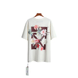 Off Whtie T Shirts Floral Heat Transfer Patch Men'S And Women'S Same Style Fashion Brand Short Sleeve