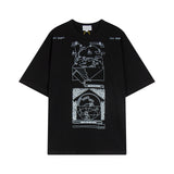 C.e t shirts abstract painting printingloose round neck pullover short sleeves