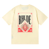 Rhude T Shirt Micro Label Letter Card Print Short Sleeve T-Shirt