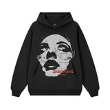 Vintage Hoodie Craves Freedom Solid Color Printed Hooded Sweater Crew Neck