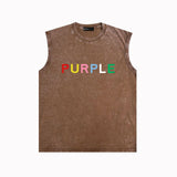 Purple Brand Distressed Tank T Shirts Distressed Sleeveless T-shirt Vest