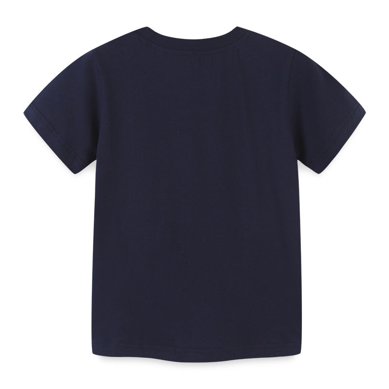 Boy T Shirt Summer Boys' T-shirt Children's Short Sleeve T-shirt Knitted Cotton Children's round Neck Cartoon