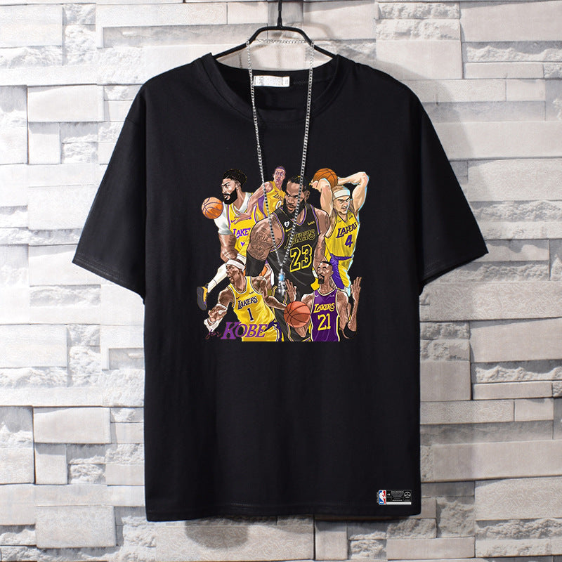 Basketball Sports T Shirt Summer Loose Short Sleeves T-Shirt Male Student Basketball Sports Lakers James