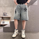 Chrome Heart Shorts Summer Embroidered Denim Shorts